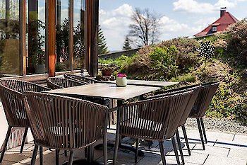 Terrasse im Motorradhotel Philippsreut